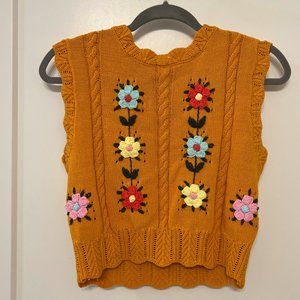 ZARA Floral Pointelle Sweater Vest